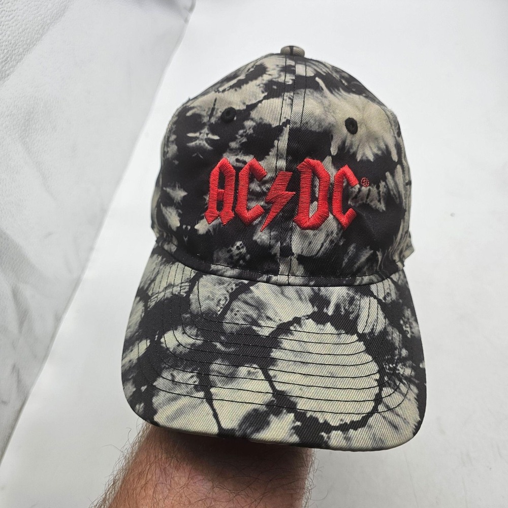 AC/DC Hat Cap Strap Back Mens One Size Black Tie Dye Rock Band Baseball Logo